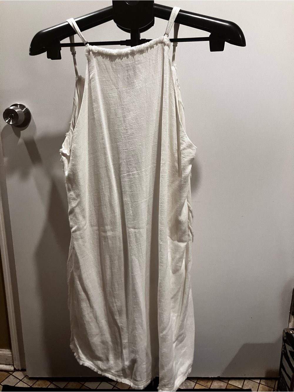 Very J Off White Cotton Frayed Stripe Mini Dress M - Picture 3 of 7